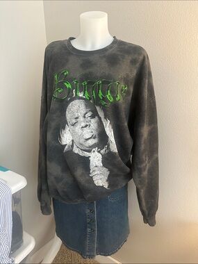 Black Graphic Crewneck Sweatshirt with Green Script